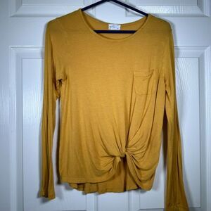 Glitz Yellow Long Sleeve Front Pocket Blouse - Medium